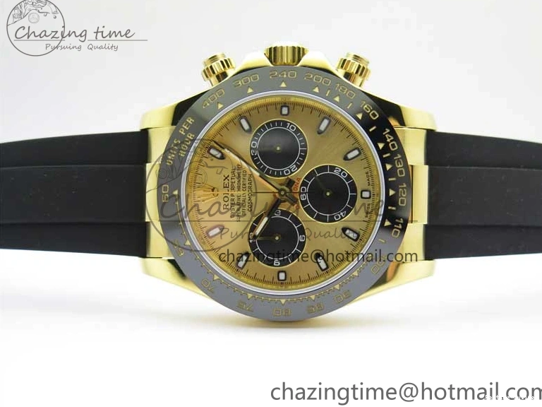 0501 Sporty Daytona 116518 KKF 1:1 Best Edition 904L Steel YG Black Dial on Rubber Strap A 2455